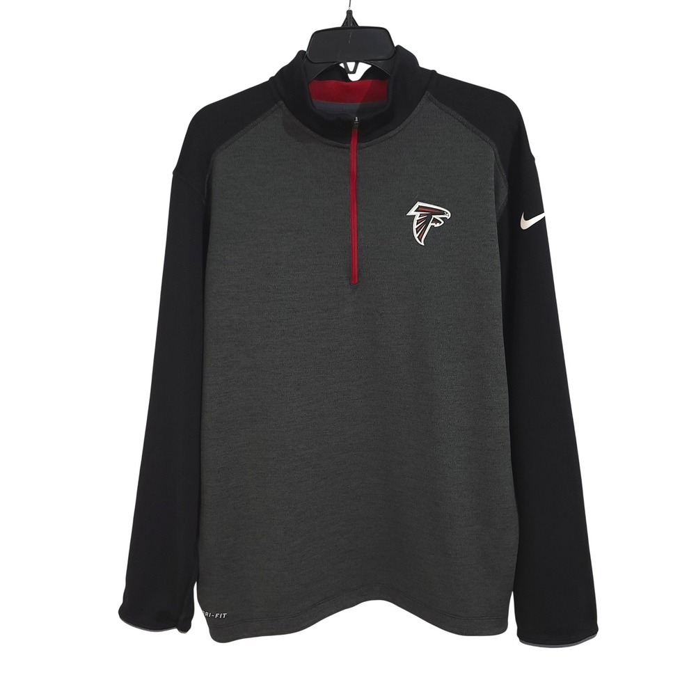 Nike Onfield NFL Atlanta Falcons Dri-Fit Quarter-Zip Pullover Mens XL Grey Black